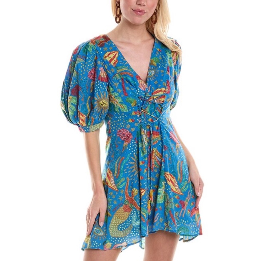 Farm rio ocean stories printed mini dress size L excellent condition